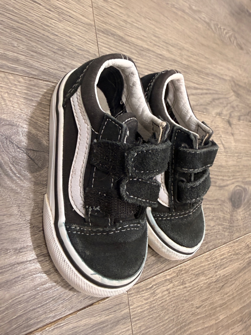 Vans Kids Black and White Velcro Skate Sneakers